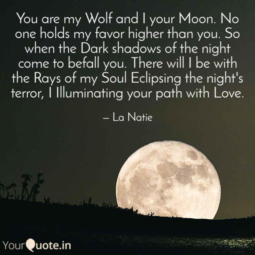 quote by la natie you are my wolf and i your moon.  no one holds my favor higher than you so when the dark shadows of the night come to befall you